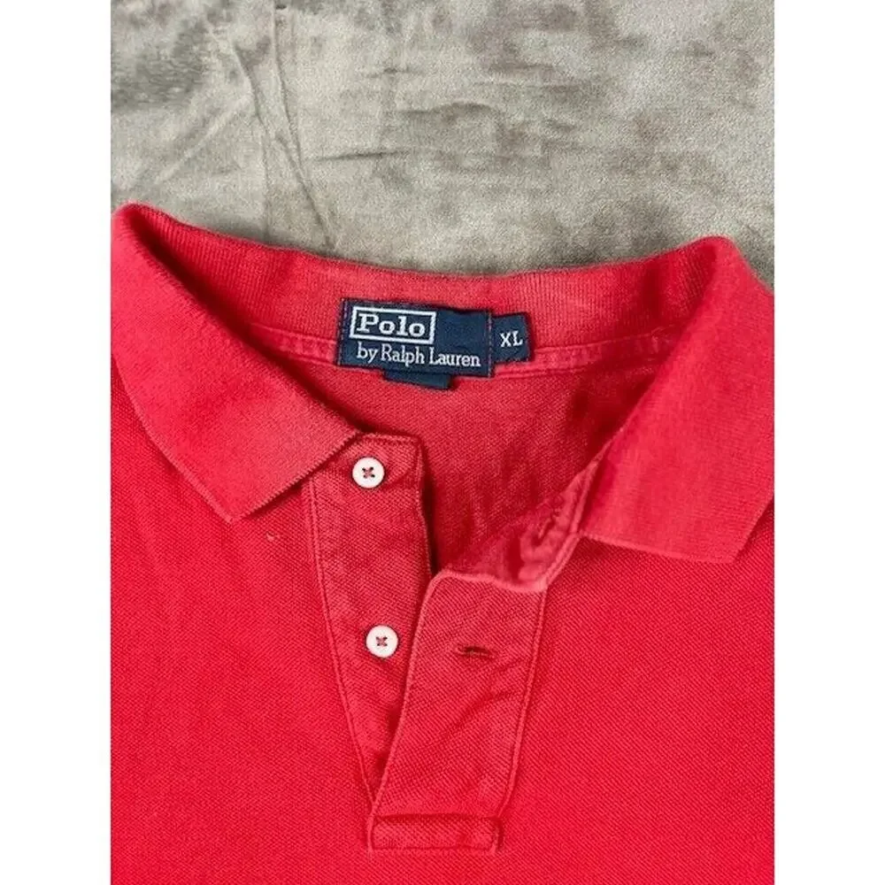 Polo Ralph Lauren Shirt Men's XL RED Collared Short Sleeve Polo Custom‎ Fit